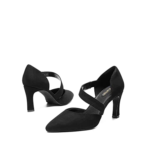 DREAM PAIRS Women's High Heels Comfortable Work Pumps,Black-Suede,10 - image 5
