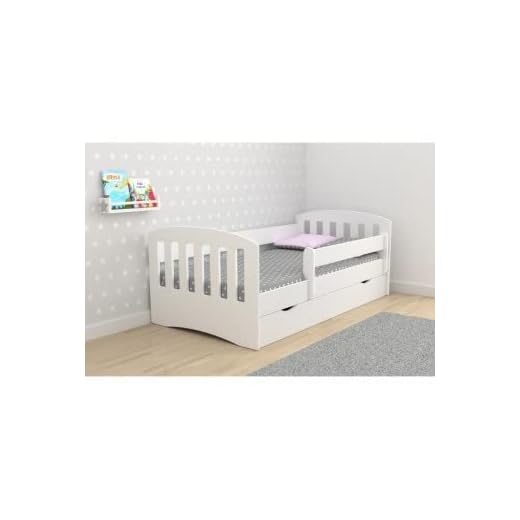 Children's Beds Home Single Bed Classic 1 - para niños Niños Niños pequeños con cajones y colchón de Espuma de 8 cm Incluido (Blanco, 140x80)