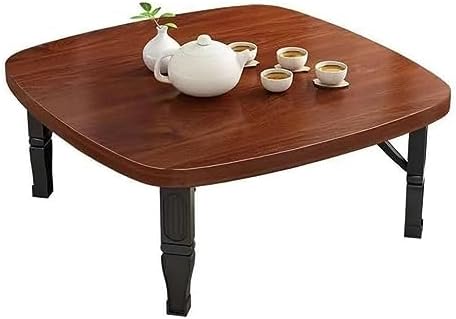 Japanese-Style Folding Square Tea Table - Space-Saving Low Coffee & Dining Table for Floor Seating, Bedroom, Bay Window, Outdoor & Study Desk, Perfect for Tea Rooms