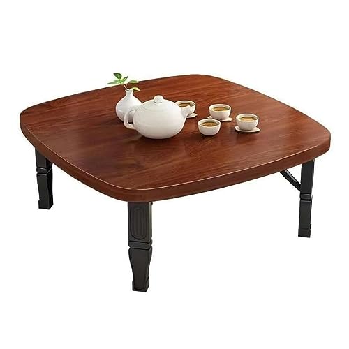 Japanese Sleek Folding Square Tea Coffee Table, Space-Saving Low Dining