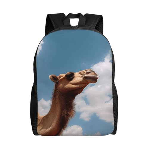WEIHAKO Travel Backpack for Women Men Lightweight 17 inch Laptop Bag Camel looking up at the sky Backpack Casual Daypack