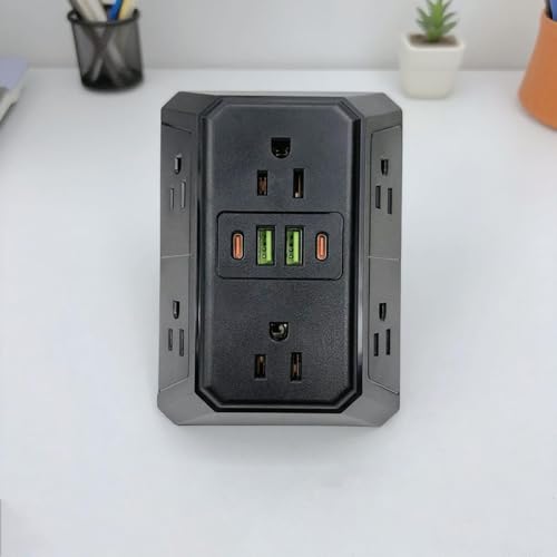 Enchufe múltiple con USB ideal para viajes y dormitorios con divisor de 6 tomas 3