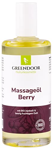 GREENDOOR Naturkosmetik Massageöl Berry 100ml, beerig fruchtiger Duft, vegan, ohne Silikone und ohne Mineralöle, rein natürliches Massage Öl, Geschenke