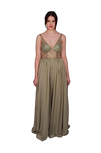 Unique Abendkleid, Größe:42, Farbe:Khaki