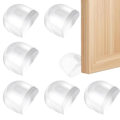 6 Pièces Butée de Porte Adhésive Transparente Arrêt de Porte pour Tous les Sols Durs Protection Mur et Meubles Sans Percer Installation Facile Stop Porte...