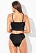 Swimsuits For All Shimmery Ruched Bandeau Underwire with Removable Straps Bikini Set - Black, Black