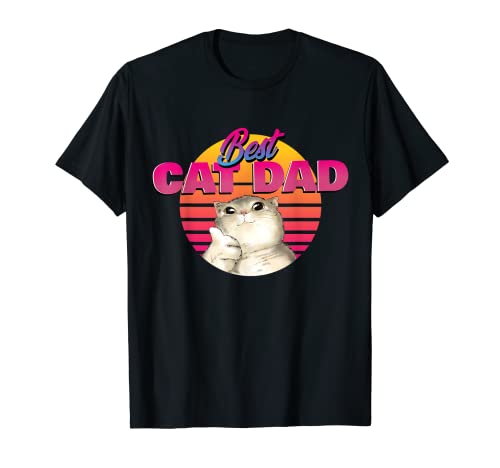 Best Cat Dad Ever Gatos Vintage Día del Padre Retro Katzenpapa Camiseta
