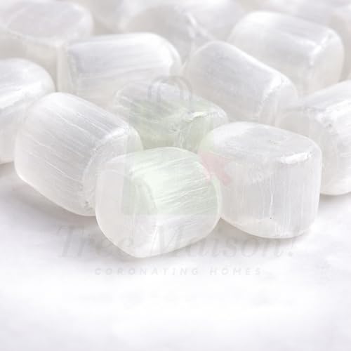 Image of Selenite Tumble Stone | 50 gm Tumbled Gemstones | Reiki Healing Stones | Home Decor Pebbles | Aquarium Gravel | Garden & Table Dcor