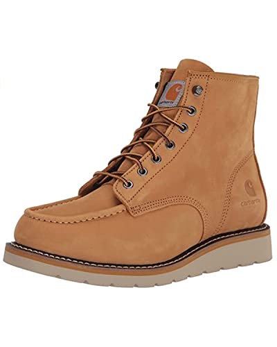 Image of Carhartt 6 inch Moc Toe Work Boots for Men - Soft Toe, Slip Resistant Wedge Outsole, Steel Shank, EVA Cushion Insole