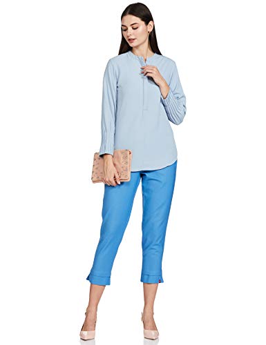 Image of BIBA WOMEN SOLID NARROW BOTTOM WEAR(BOTTOM W14918 PARISIAN BLUE M)