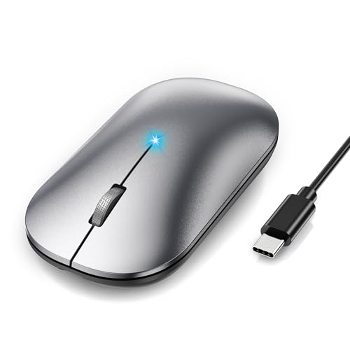 Image of TECKNET Bluetooth Mouse for MacBook, [ USB + BT5.0 + BT3.0 ] Rechargeable Wireless Mouse, Silent Click, 4-Level DPI, Portable Computer Mice for MacBook /MacBook Air /Pro /iPad /Laptop /Android /Windows