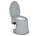 Bonnlo Toilettes de camping Toilettes de voyage portables, Seau intérieur amovible Toilette mobiles Avec siège, couvercle et support de papier toilette, pour le camping，gris