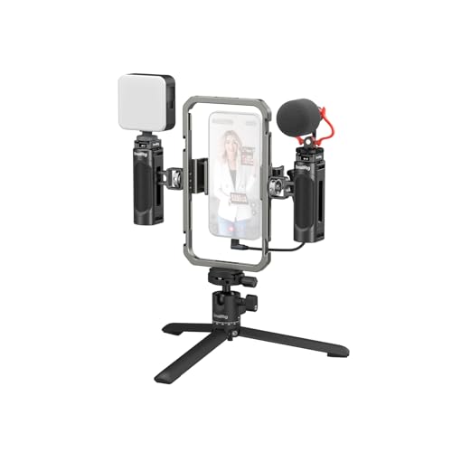 SmallRig �X�}�[�g�t�H���r�f�I�L�b�g �}�C�N�L�b�g �X�}�[�g�t�H���r�f�I���OiPhone 17/17pro/17pro max/16/15/12/pro/pro max�Ή� Huawei/Samsung�ȂǑΉ� �B�e �ʐ^�L�b�g �r�f�I���O���n���h