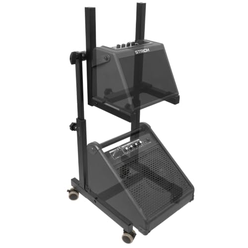 Image of STRICH SAT-04 Adjustable Mobile Speaker Stand, Dual Layer Amplifier Holder, 0-80 Tilt Angle, 27-37 Inch Height Adjustable, Lockable Rolling Casters, Heavy Duty Alloy Support Up to 110 Lbs