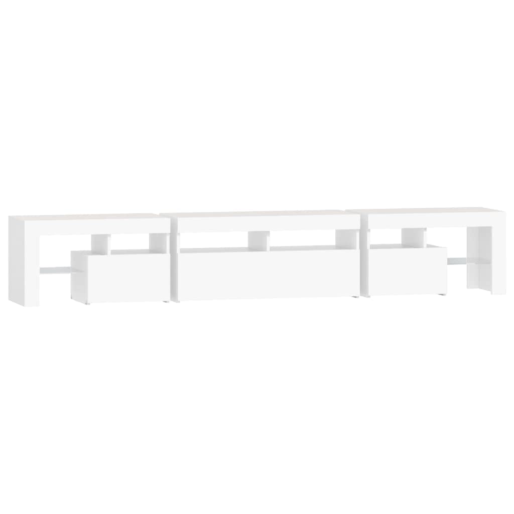Mobile Porta TV 230 cm con LED Mobile TV Soggiorno 230 cm Armadio per TV Armadietto e Ripiani -Bianco-230 cm