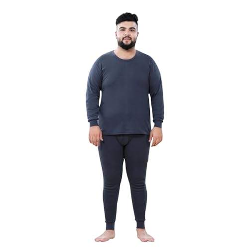 RCLONGEU Thermounterwäsche Herren Set Leichtgewic Thermowäsche Set Weich Thermounterhemd Thermounterhose Langarmes Unterhemd & Lange Unterhose (Dark Grey,6XL)