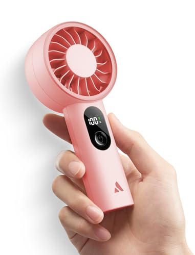 Aecooly Mighty Portable Fan, Powerful Handheld Fan, USB Rechargeable [10H Max Cooling Time], Mini Personal Battery Powered, Pocket for Travel, Summer, Gifts for Women, Girls -Pink