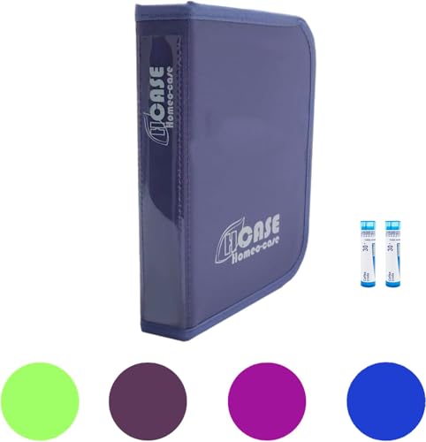 Homeo Case | Rangement Homeopathie avec 40 Espaces pour Boiron Tubes 4 Grammes | Trousse pour Homeopathie | Tubes Non Inclus | Couleur Mauve | Fermé 21,5 x 14,5 cm | Ouvert 48,5 x 21 cm