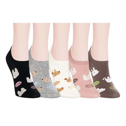 Image of Violet Mist Women No Show Socks Animal Patterned Low Cut Liner Socks Girls | Non Slip Invisible Socks, Novelty Funny Pattern Footies Flat Boat Socks Casual, Summer
