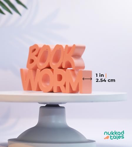 Image of NUKKAD TALES Book Worm Pink Showpiece Home Decor Items Decorative Items for Study Table for Students Book Shelf Birthday Gift Items Gift for Book Lovers (8 X 3.77 inch)