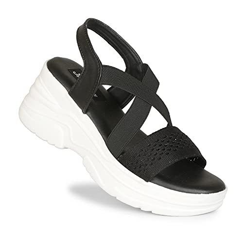 Image of Stylish Girl's High Heel Criss Cross Chunky Sole Casual Fashion Wedges Sandal For Women /Girls Ankle Strep Sandal