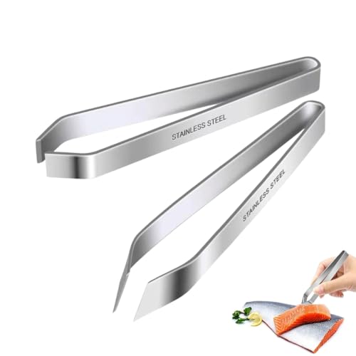 WUSJCOF 2pcs Pince à Arêtes en Acier Inoxydable Pince à Poisson pour Arêtes et Poils de Poulet, Canard, Porc (12cm)