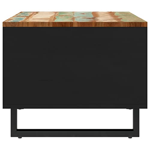 Table basse bois massif recyclé 60 cm table d'appoint industrielle avec rangement - 5