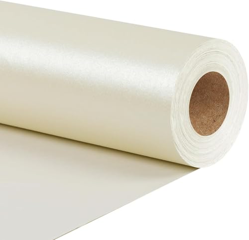 BIOBROWN Geschenkpapier Rolle 43 cm x 10 m Cremeweiß Perlmutt-Glanz Geschenkpapier in Einfarbig Ideal für Feiertage Hochzeit Valentinstag Geburtstag & Taufe