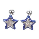 GALPADA Pendientes de de Plata Mujer Diseño Azul con Circonita Aretes de Moda para Adolescentes y Ocasiones Especiales