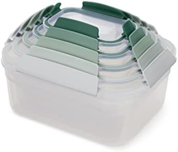 Joseph Joseph Nest Lock Plastic BPA Free Food Storage Container Set with Lockable Airtight Leakproof Lids, 10-Piece, Sage, BPA Free