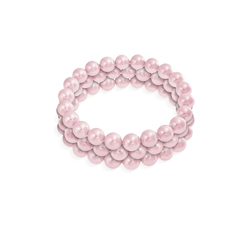 Bracelet extensible perles blanches roses empilables multi-rangs 8 10 12mm