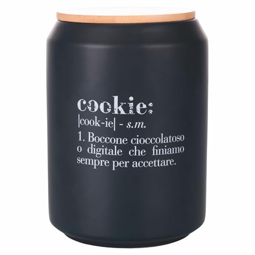 Villa d'Este Home Tivoli 1996 Keksdose aus Keramik, Deckel aus Bambus,...