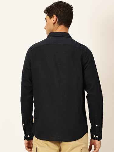 Image of Thomas Scott Men's | Solid | Premium Linen Blend | Spread Collar | Summer Wear | Long Sleeve | Shirts for Men