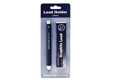 Creative Mark Lead Holder Set - Graphite Holder, All Metal, Rubberized Grip, Anti-Roll, Hexagonal Shape, & Degree Indicator Wheel - Technical Drawing for Precise Line Work or Thick Shading - Set