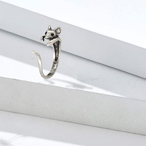 Newmind Fashion Rat Shaped Open- Adjustable Wear Accessories Rings Creative Gift - Silver4