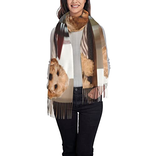 ANGYANG Scarf Cockapoo Beige Curly Dogs Pets Dogs Womens Large Soft Cashmere Feel Shawls Wraps Light Stole 192x75 cm