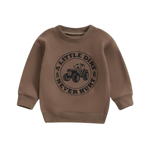 MoZiKQin - MoZiKQin Toddler Baby Boy Sweatshirt - Tractor Print Crewneck Pullover Sweater, Little Dirt Brown, 3-4T - Best Deal on Amazon