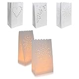 Candle Bags, INTVN Lantern Paper Bags Candle Luminary Bags Flame Resistant Paper Bags for Wedding, Christmas, Holiday, Party Decoration, White, 30 Pieces