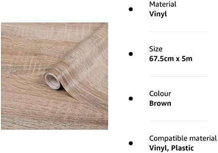 Create Your World 67.5cm x 5m d-c-fix SONOMA OAK LIGHT sticky back plastic vinyl wrap film (200-8433)