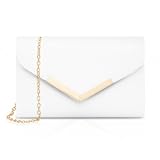 Larcenciel Pochettes et Clutches Femme Blanc, Pochette Mariage Femme Élégant en Cuir avec ...