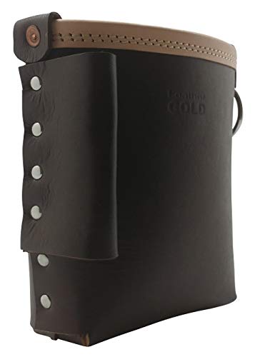 Leather Gold 3850-CHOC Bolt Bag with Spud Wrench Holder and Snap Holder | Ironworker Bolt Bag, Medium Size | Premium, Ultra Durable Buffalo Leather | Commercial Grade Sliding Tool Belt Accessory