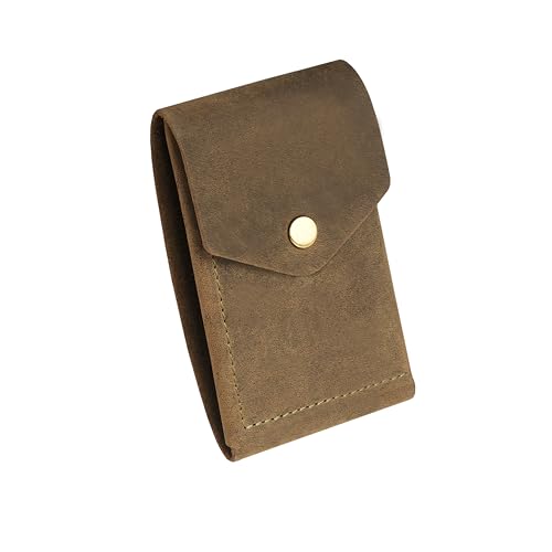 Image of The Wallet Store Flip Genuine Leather Vertical Slim Wallet for Men | Pull-String Quick Card Access | Compact Front Cash Pocket & Button Lock | Minimalist Travel & Daily Carry Wallet (Green)