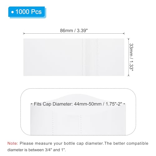 Image of PATIKIL 86x33mm PVC Perforated Shrink Bands, 1000Pcs 0.05 mm /2 Mil Thickened Heat Shrink Seal Wrap Fit for 1.75 inch-2 inch Cap Diameter Essential Oil Bottles Jars Cans Tin, Clear