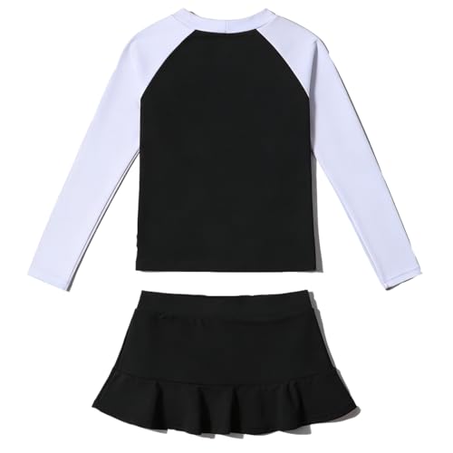 Image of PHIBEE Girls' Rash Guard Set Long Sleeve UPF 50+ Sun Protection Two-Piece Swimwear