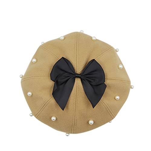 RARITYUS Fashion Cute Wool French Artist Beret Hat Warm Beanie Cap Headwear with Multicolor Flowers Pom Pom for Women Girls2