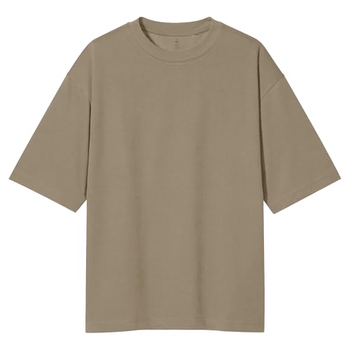 Camiseta Masculina Oversized Algodão Egípcio Básica (Bege, M)