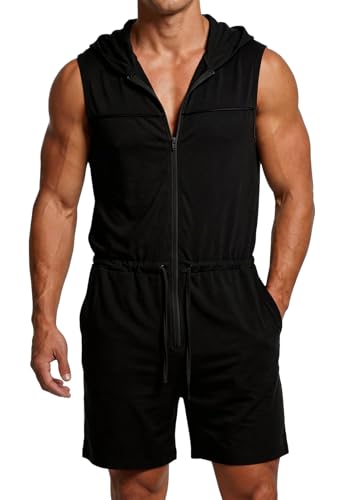 Grenouillère pour homme zippée Panegy à cordon de serrage noir Medium