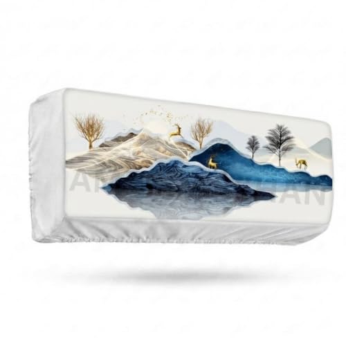 Image of Polyester Printed Air Conditioning Dust Cover Folding Designer Ac Cover For Indoor Split Ac 1.5 Ton (97X 31X 21 Cm ) (New Deer)