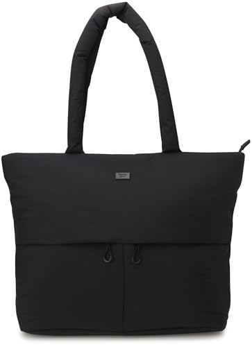 Reebok Womens Tote Bag - Large Lightweight Puffer Travel Tote with Zipper - Carry On Shoulder Bag Work Bags for Women Size One Size Clementine Black