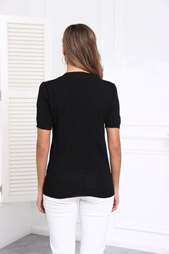 Image of Ninedaily Women's Tops Short Sleeve Sweater Knit T-Shirts Dressy Casual Blouses